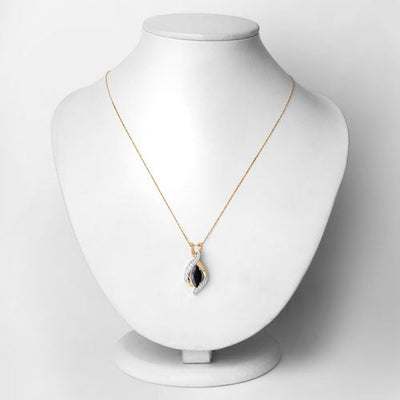 2.27 Carat Blue Sapphire & Diamond 14K Yellow Gold Pendant