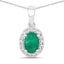 Pendentif en émeraude zambienne de 0,89 carat et diamant cultivé en laboratoire en argent sterling