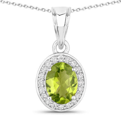 1.90 Carat Genuine Peridot & Lab Grown Diamond Pendant