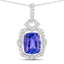 2.46 Carat Genuine Tanzanite and White Diamond Pendant in 14K White Gold