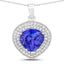 4.17 Carat Genuine Tanzanite and White Diamond Pendant in 14K White Gold