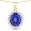 4.68 Carat Genuine Tanzanite and Diamond 14K Yellow Gold Pendant