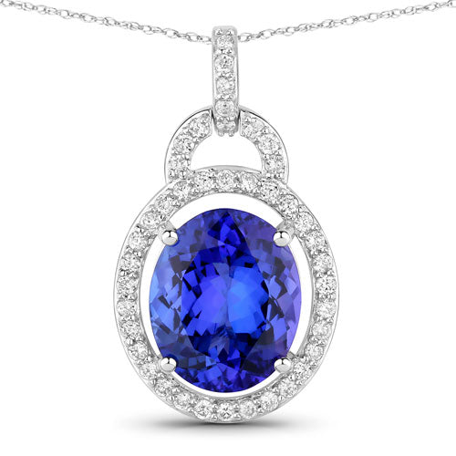 Colgante de Tanzanita y Diamante Blanco de 4.06 Quilates en Oro Blanco de 14K