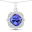 Pendentif en Tanzanite et Diamant de 3,14 Carats en Or Blanc 14 Carats