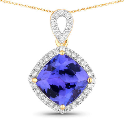 2.54 Carat Genuine Tanzanite and Diamond 14K Gold Pendant