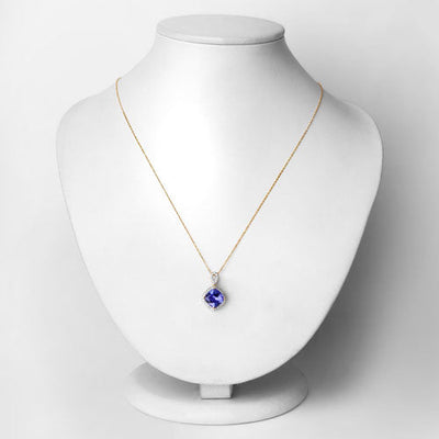 2.54 Carat Genuine Tanzanite and Diamond 14K Gold Pendant