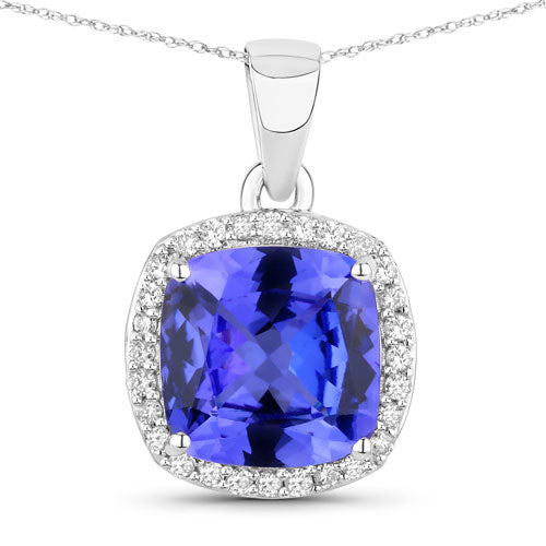 Colgante de Tanzanita y Diamante de 2.65 Quilates en Oro Blanco de 14K