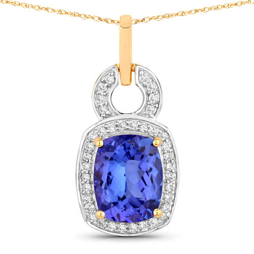 Pendentif en or jaune 14K avec tanzanite et diamant de 2,23 carats