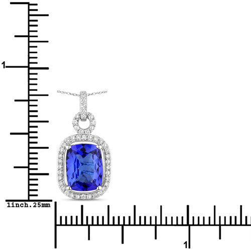 Pendentif en or blanc 14K avec tanzanite et diamants de 2,25 carats