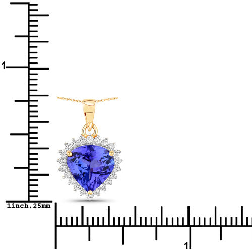2.66 Carat Genuine Tanzanite & Diamond 14K Yellow Gold Pendant