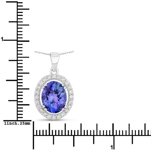 Colgante de Tanzanita y Diamante Blanco de 3.21 Quilates en Oro Blanco de 14K