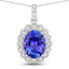 Pendentif en Tanzanite et Diamant de 2,93 Carats en Or Blanc 14K