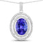 4.90 Carat Genuine Tanzanite and White Diamond Pendant in 14K White Gold