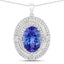 5.91 Carat Genuine Tanzanite and White Diamond Pendant in 14K White Gold