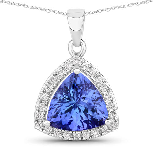 Colgante de Tanzanita y Diamante Blanco de 3.11 Quilates en Oro Blanco de 14K