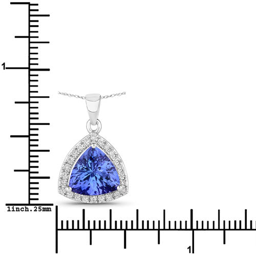 Colgante de Tanzanita y Diamante Blanco de 3.11 Quilates en Oro Blanco de 14K