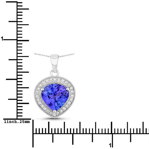 Pendentif en Tanzanite et Diamants Blancs de 2,58 Carats en Or Blanc 14K
