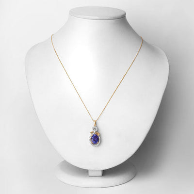 Pendentif en tanzanite véritable de 3,91 carats et diamants blancs en or 14K
