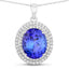 Pendentif en tanzanite véritable de 3,90 carats et diamants blancs en or blanc 14K