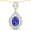 Pendentif en Tanzanite et Diamant Blanc de 4,40 Carats en Or Jaune 14 Carats