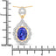 Pendentif en Tanzanite et Diamant Blanc de 4,40 Carats en Or Jaune 14 Carats