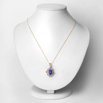4.61 Carat Genuine Tanzanite & White Diamond 14K Gold Pendant