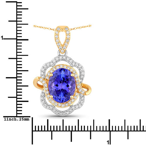 Colgante de Tanzanita y Diamante Blanco de 4.61 Quilates en Oro de 14K