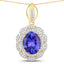 4.13 Carat Genuine Tanzanite & White Diamond 14K Yellow Gold Pendant