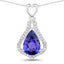 3.30 Carat Genuine Tanzanite & Diamond 14K White Gold Pendant
