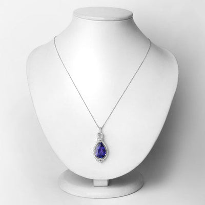 Pendentif en Or Blanc 14K avec Tanzanite et Diamants de 7,11 Carats
