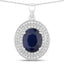Colgante de Zafiro Azul y Diamante en Oro Blanco de 14K