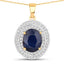 4.82 Carat Blue Sapphire & Diamond 14K Yellow Gold Pendant
