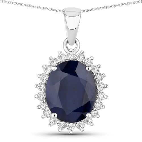 Colgante de Zafiro Azul y Diamantes Blancos de 4.63 Quilates