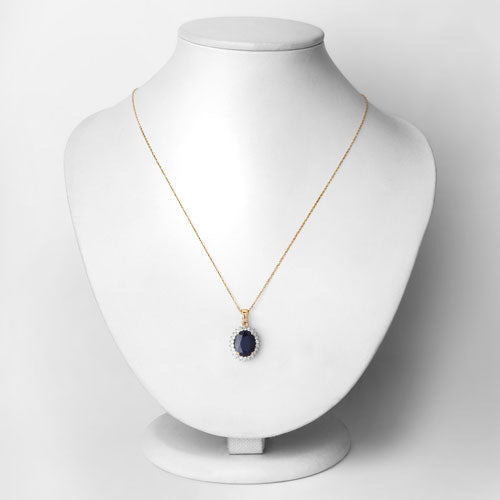 Pendentif en or jaune 14K avec saphir bleu de 4,63 carats et diamants