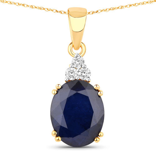 Colgante de Zafiro Azul y Diamante Blanco de 4.41 Quilates