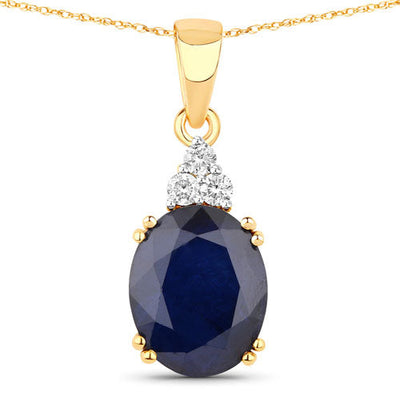 4.41 Carat Genuine Blue Sapphire and White Diamond Pendant