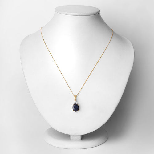 Colgante de Zafiro Azul y Diamante Blanco de 4.41 Quilates