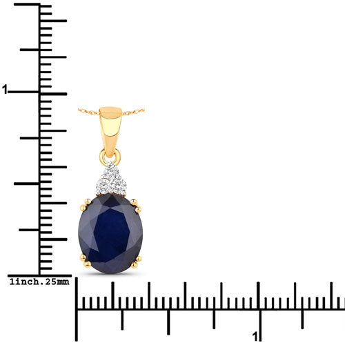 Colgante de Zafiro Azul y Diamante Blanco de 4.41 Quilates