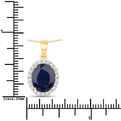 Colgante de Zafiro Azul y Diamante de 4.63 Quilates en Oro Amarillo de 14K