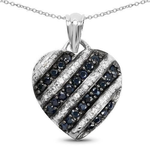 1.55 Carat Genuine Blue Sapphire & White Topaz Pendant in Sterling Silver