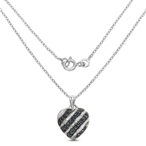1.55 Carat Genuine Blue Sapphire & White Topaz Pendant in Sterling Silver