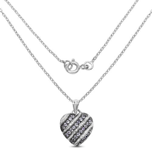 1.30 Carat Genuine Tanzanite & White Topaz Sterling Silver Pendant