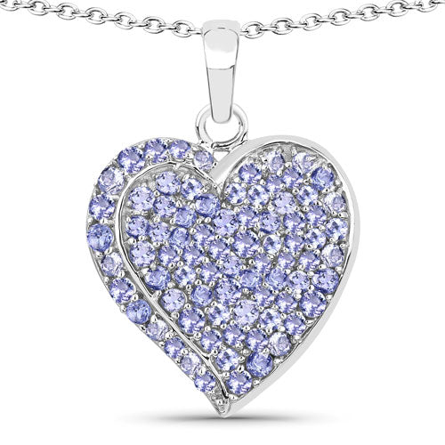 3.97 Carat Genuine Tanzanite Heart Pendant in Sterling Silver