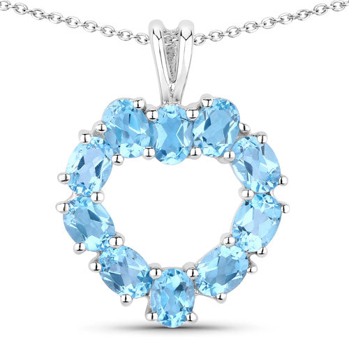 1.90 Carat Genuine Swiss Blue Topaz Pendant in Sterling Silver