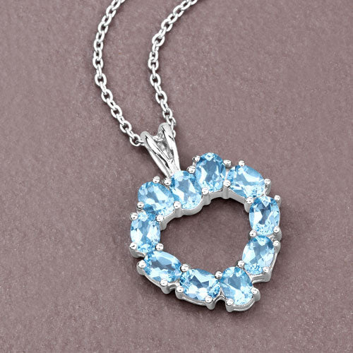 1.90 Carat Genuine Swiss Blue Topaz Pendant in Sterling Silver