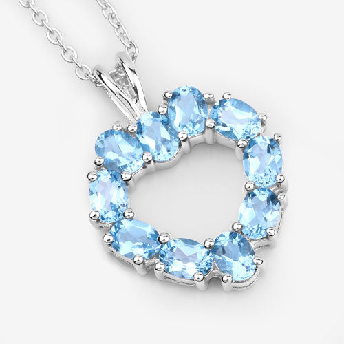 1.90 Carat Genuine Swiss Blue Topaz Pendant in Sterling Silver