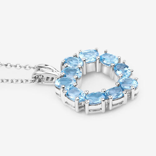 1.90 Carat Genuine Swiss Blue Topaz Pendant in Sterling Silver