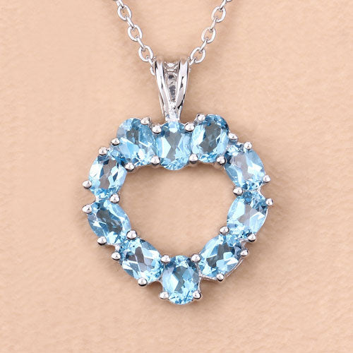 1.90 Carat Genuine Swiss Blue Topaz Pendant in Sterling Silver