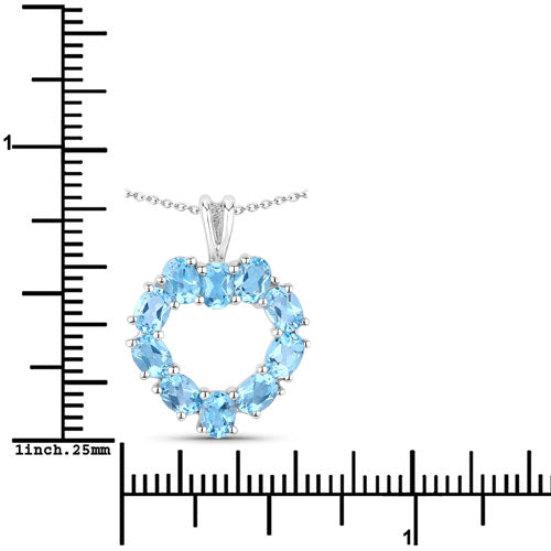 1.90 Carat Genuine Swiss Blue Topaz Pendant in Sterling Silver