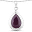 14.10 Carat Genuine Ruby Teardrop Pendant in Sterling Silver